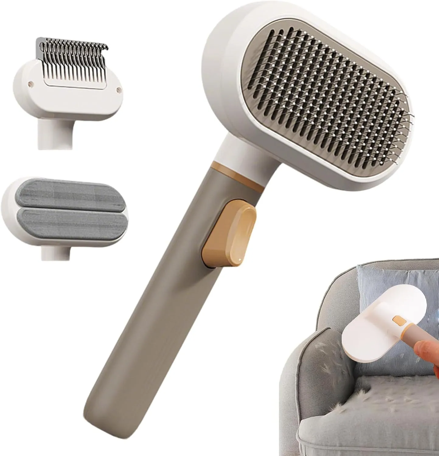 Pawzo 3-in-1 Multi-Function Pet Grooming Comb | Deshedding, Dematting & Fur Cleaning Brush for Dogs & Cats