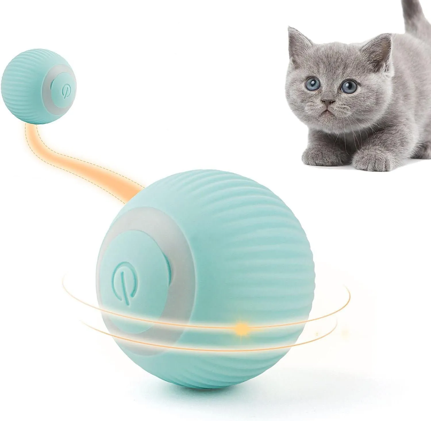Pawzo Interactive Smart Cat Ball,Quiet Cat Toys for Indoor Cats Adult Automatic 360° Rotating Kitten Toys,Intelligent Automatic Mobile Ball USB Charging Pet Toy,Fun Gift for Kitten