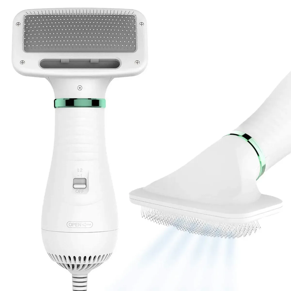 Pawzo™ Pet Grooming Brush with Drying Feature – 2-in-1 Dog & Cat Hair Dryer with Slicker Brush | Adjustable Heat | Tangle-Free Detangling & Loose Fur Removal