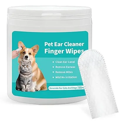 Pawzo Pet Ear Cleaner Finger Wipes (50 Pcs) for Dogs & Cats