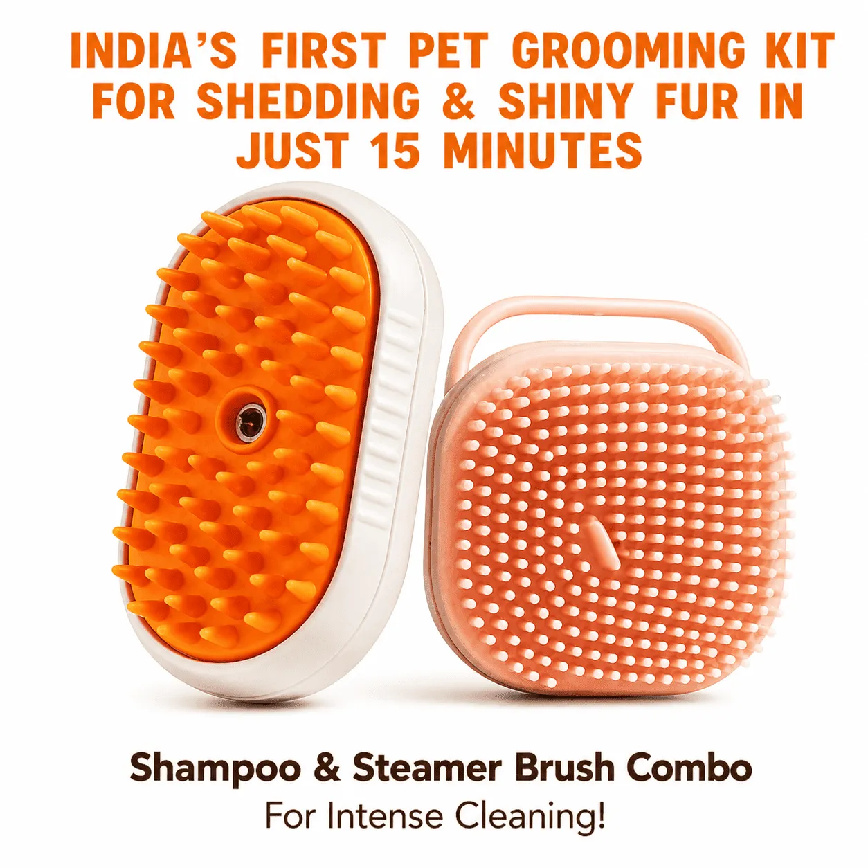 Pet Grooming Kit with Shampoo Brush & Steam Massage Comb – Reduces Shedding, Cleans & Shines Fur