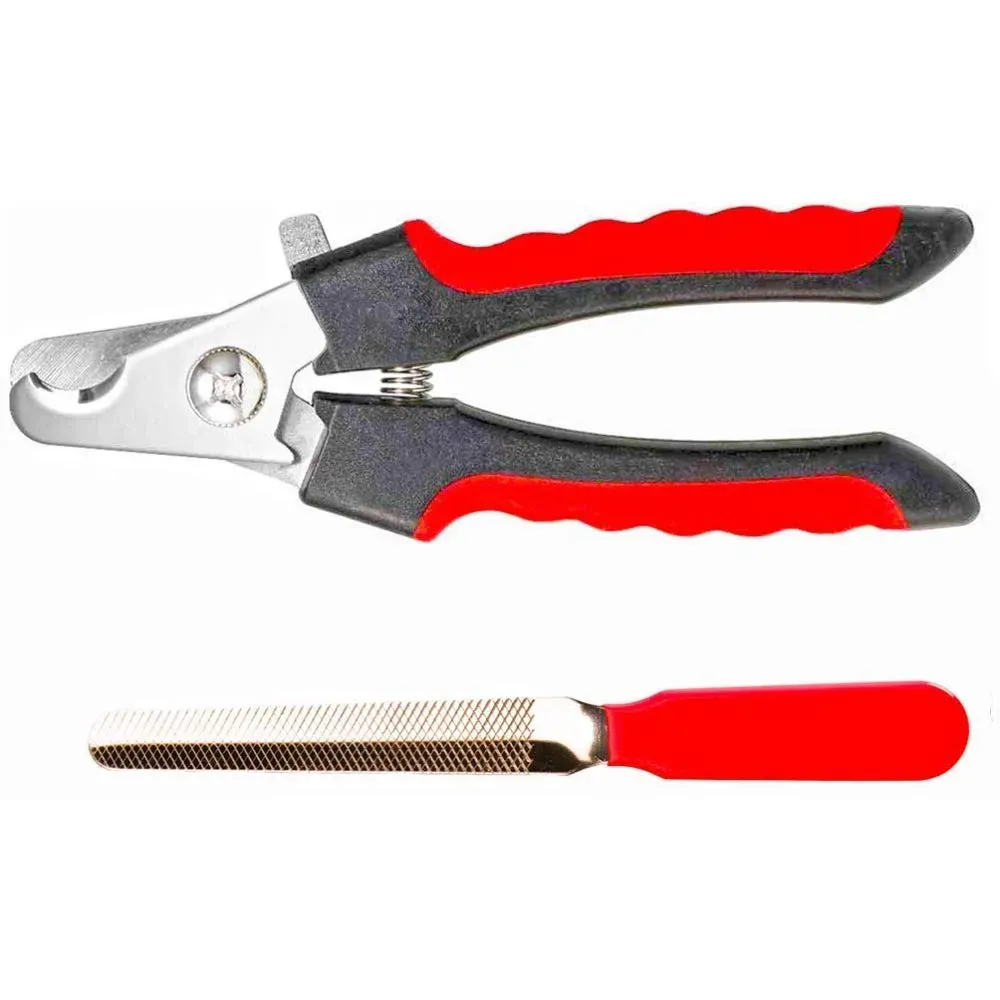 Pawzo Professional Pet Nail Clipper & Nail File Set | Safe Stainless Steel Dog & Cat Nail Trimmer with Anti-Slip Grip