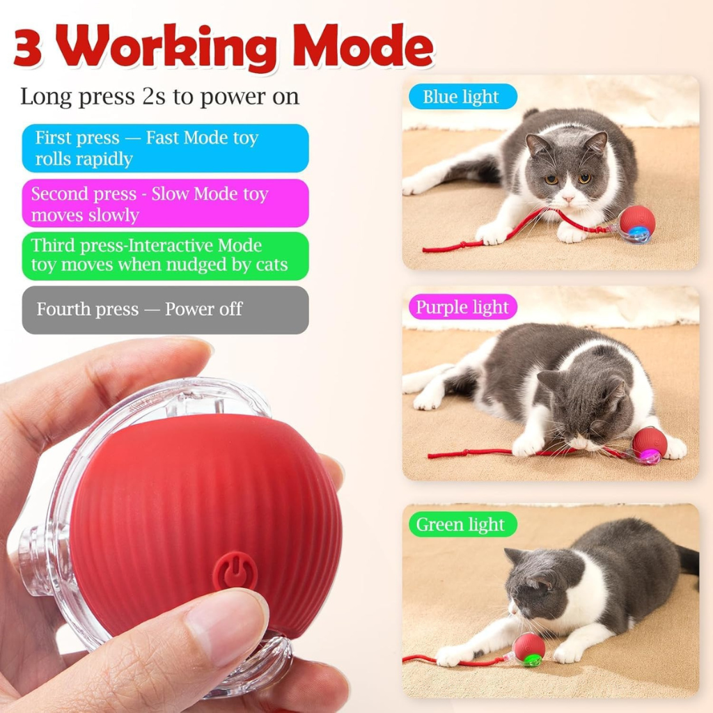 Pawzo™ Pet Grooming Glove + Smart Interactive Charging Ball Toy Combo for Dogs & Cats | Hair Removal & Active Play Combo - Image 3