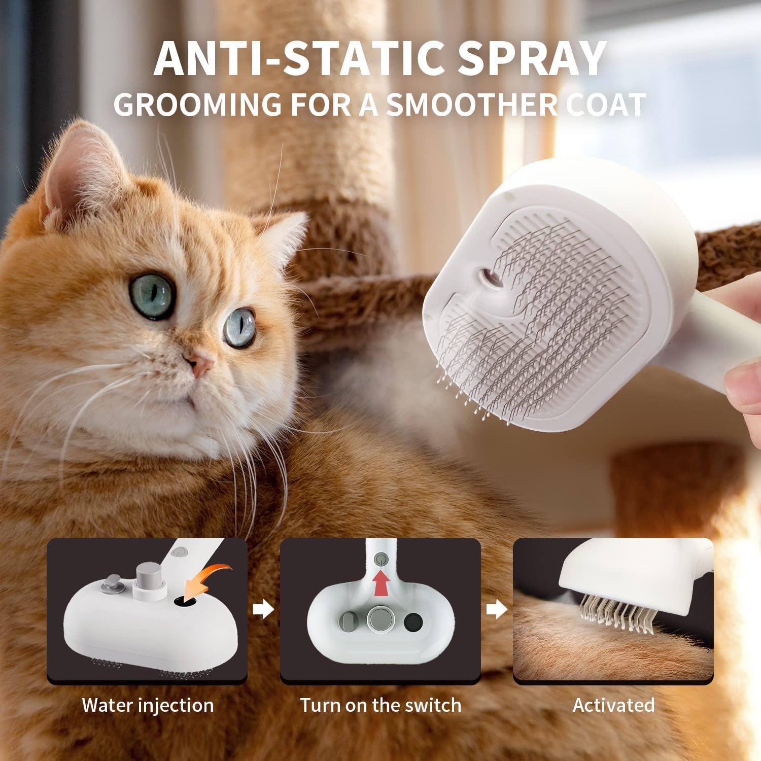 Steamy Anti‑Static Self‑Cleaning Pet Brush - Image 13