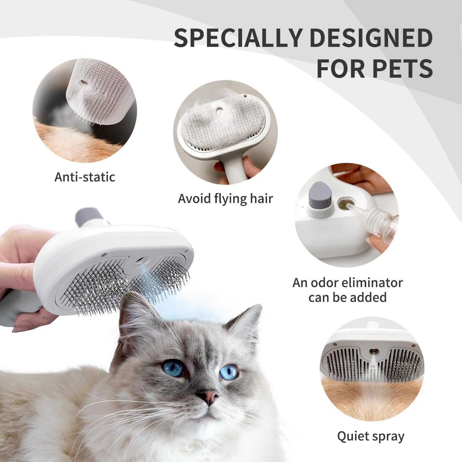 Steamy Anti‑Static Self‑Cleaning Pet Brush - Image 12