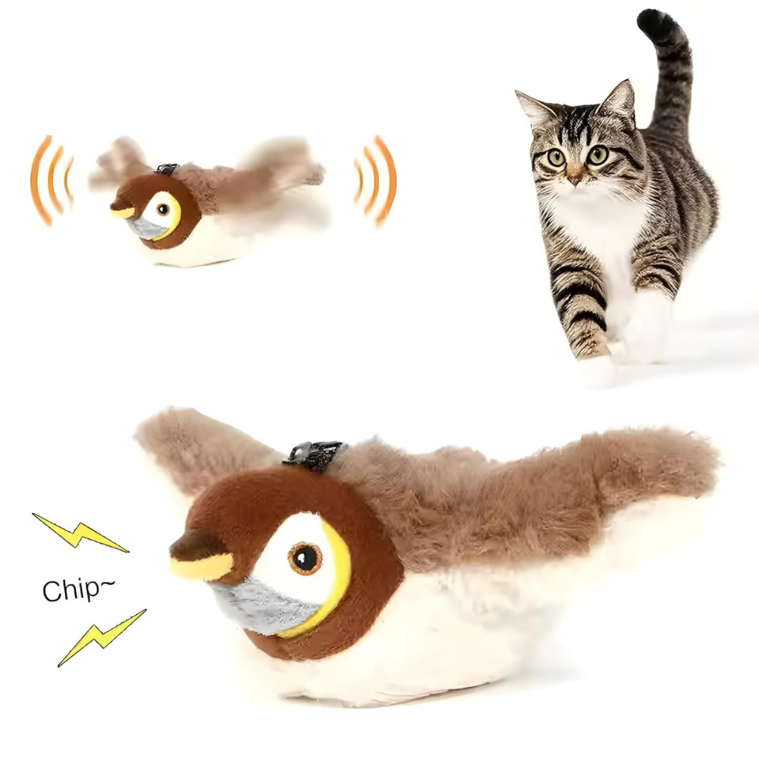 Cat Toys Combo – Rechargeable Chirping Bird + Durable Rope Ball - Image 2