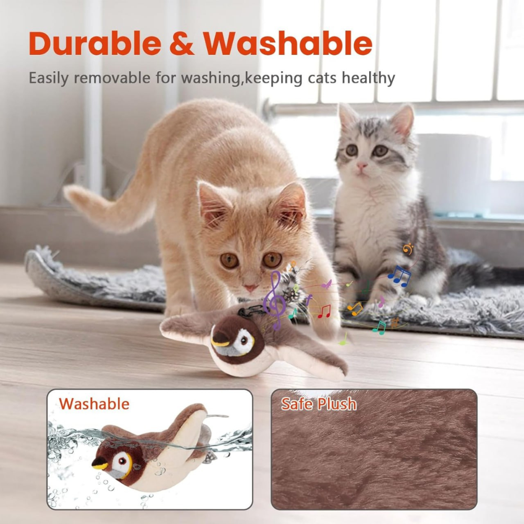 Cat Toys Combo – Rechargeable Chirping Bird + Durable Rope Ball - Image 5