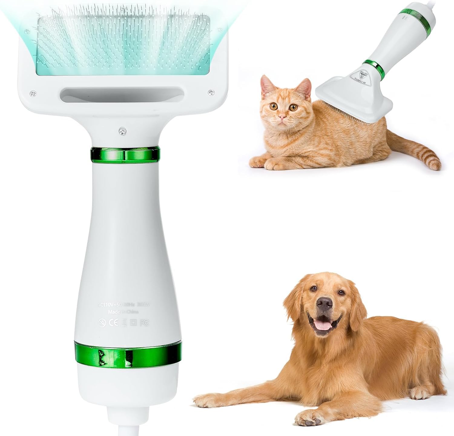 Pawzo™ Pet Grooming Brush with Drying Feature – 2-in-1 Dog & Cat Hair Dryer with Slicker Brush | Adjustable Heat | Tangle-Free Detangling & Loose Fur Removal - Image 6