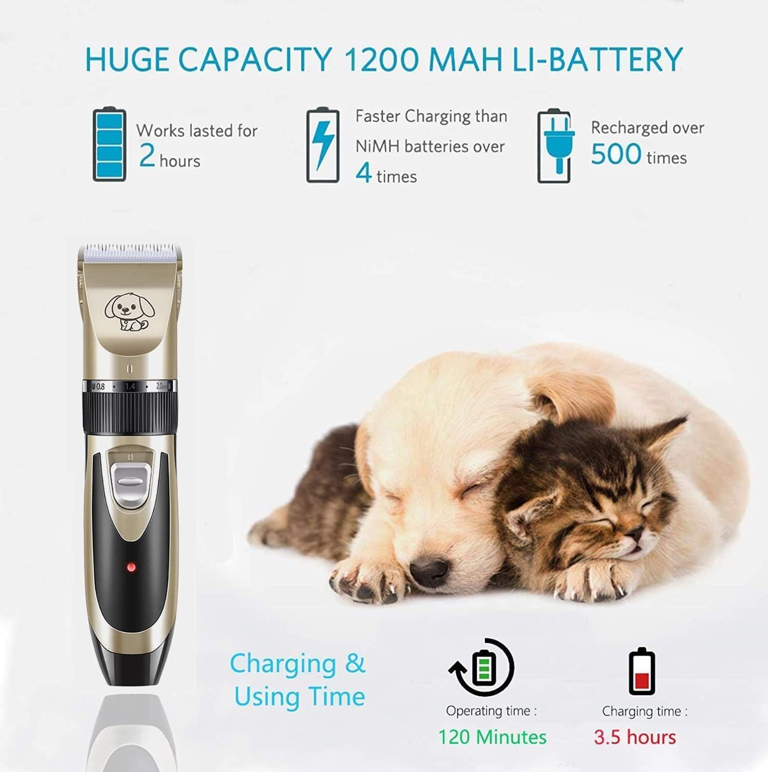Pawzo™ Professional Pet Grooming Clipper Kit with Stainless Steel Comb – Silent Hair Trimmer for Dogs & Cats - Image 2