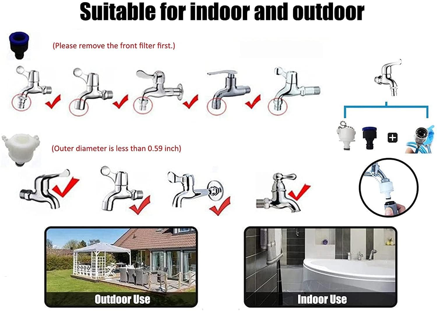 Pawzo 3-in-1 Pet Bathing Shower Sprayer & Grooming Brush – Dog Bath Hose with Adjustable Water Flow, Massage Scrubber & Universal Faucet Adapter (For Dogs & Cats) - Image 6
