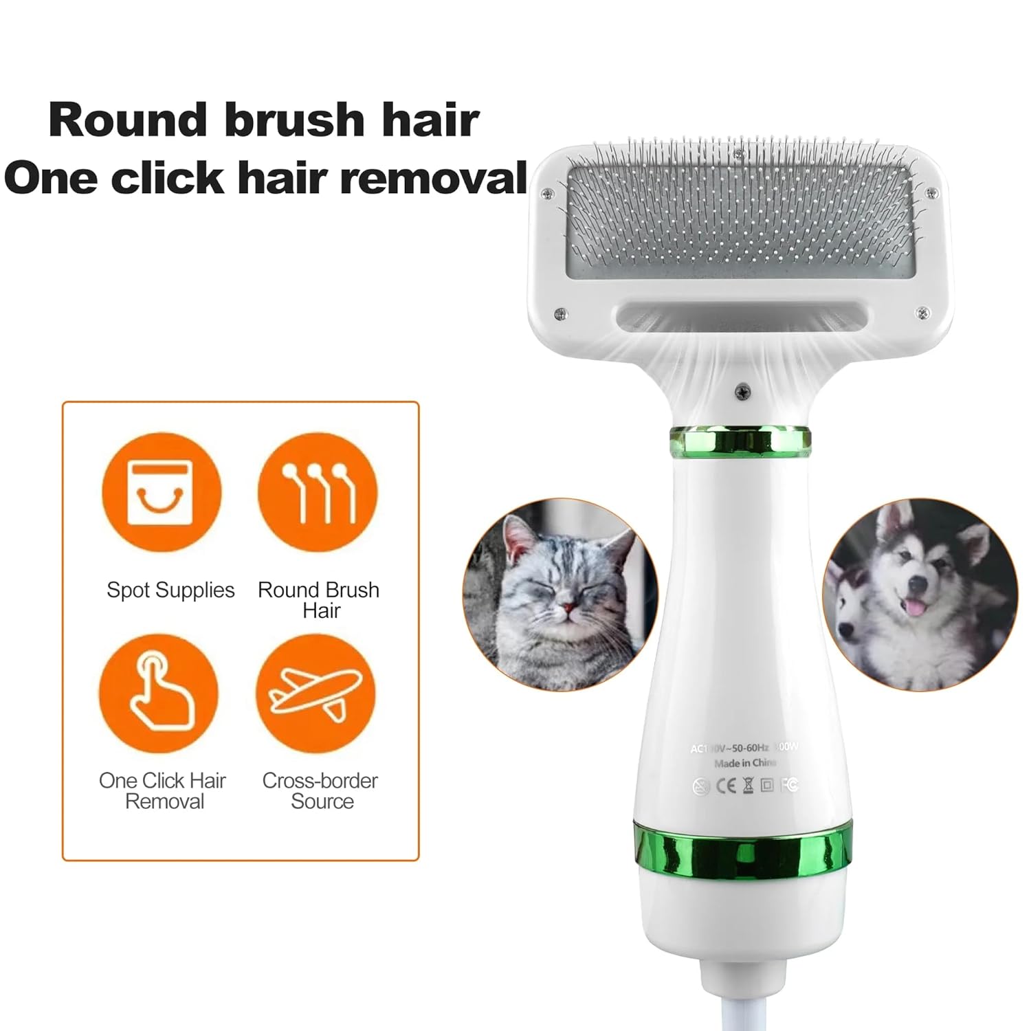 Pawzo™ Pet Grooming Brush with Drying Feature – 2-in-1 Dog & Cat Hair Dryer with Slicker Brush | Adjustable Heat | Tangle-Free Detangling & Loose Fur Removal - Image 5