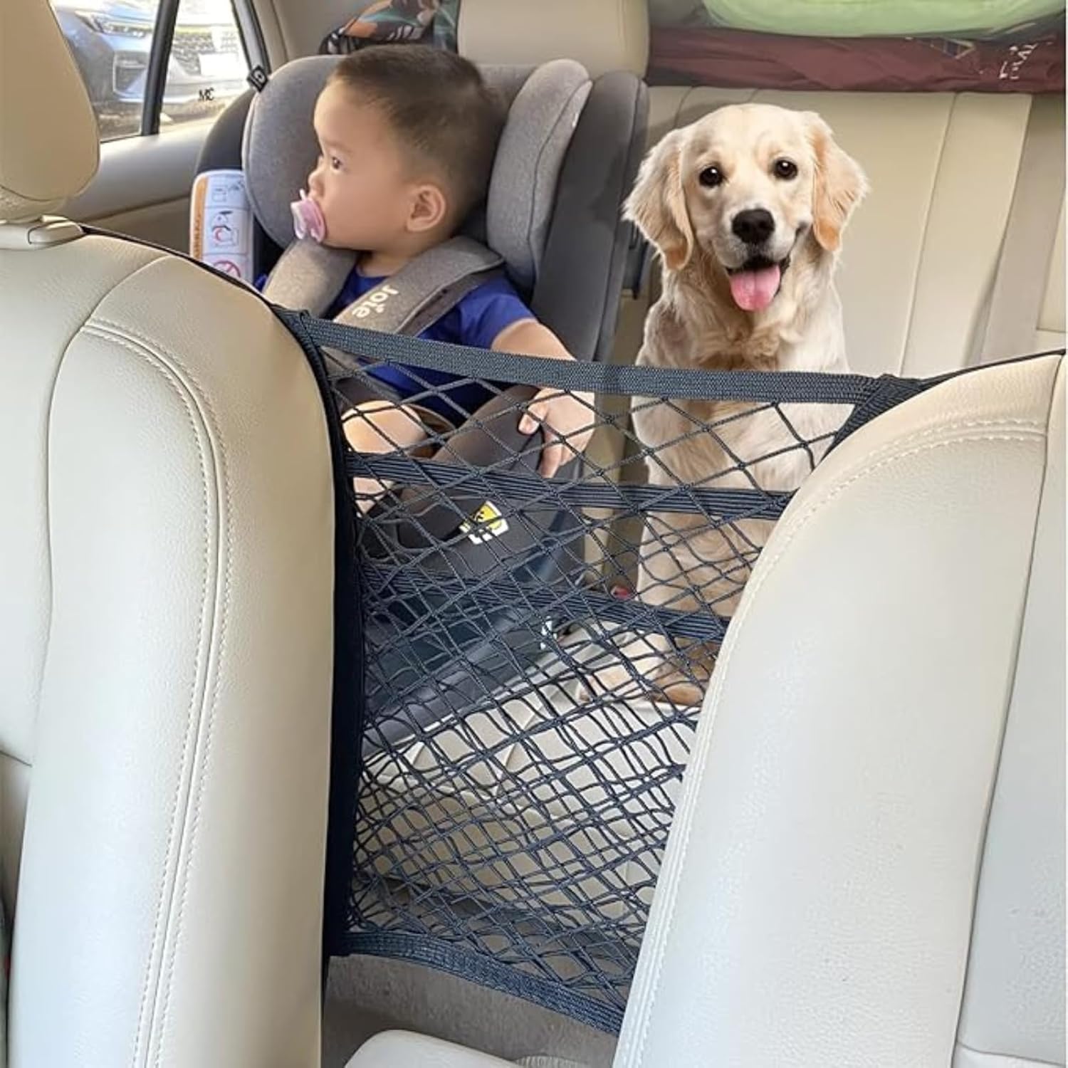 Pawzo Pet Car Safety Mesh Barrier – Prevents Pets from Jumping to Front Seat | Dog Car Divider & Storage Pocket - Image 6