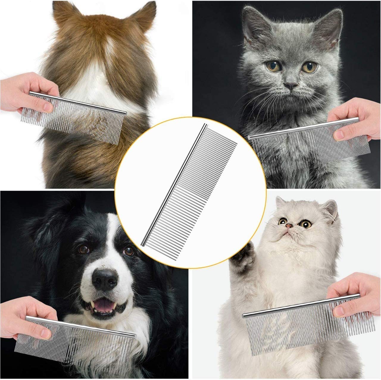 Pawzo™ 2-in-1 Pet Grooming Combo – Silicone Massage Brush + Stainless Steel Comb | For Dogs & Cats | Detangling, Deshedding & Relaxing Grooming Kit - Image 12