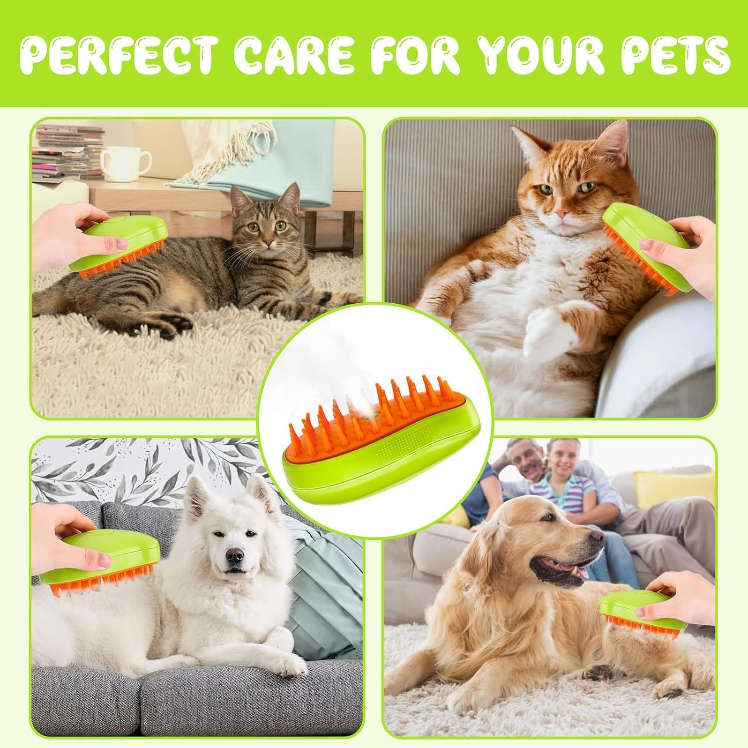 Pawzo Steam Grooming Brush for Dogs & Cats | Anti-Shedding, Detangling & Deep Cleaning | USB Rechargeable - Image 2