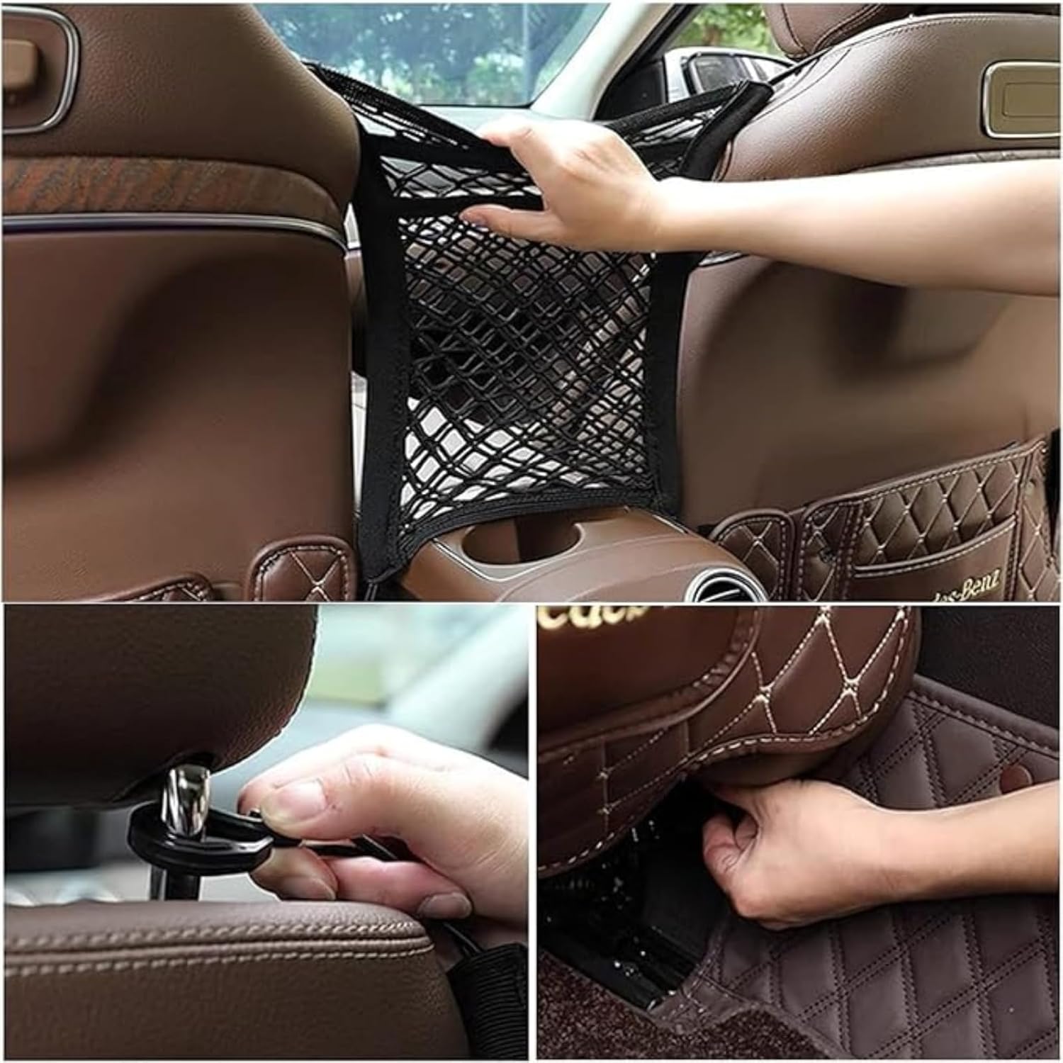 Pawzo Pet Car Safety Mesh Barrier – Prevents Pets from Jumping to Front Seat | Dog Car Divider & Storage Pocket - Image 5