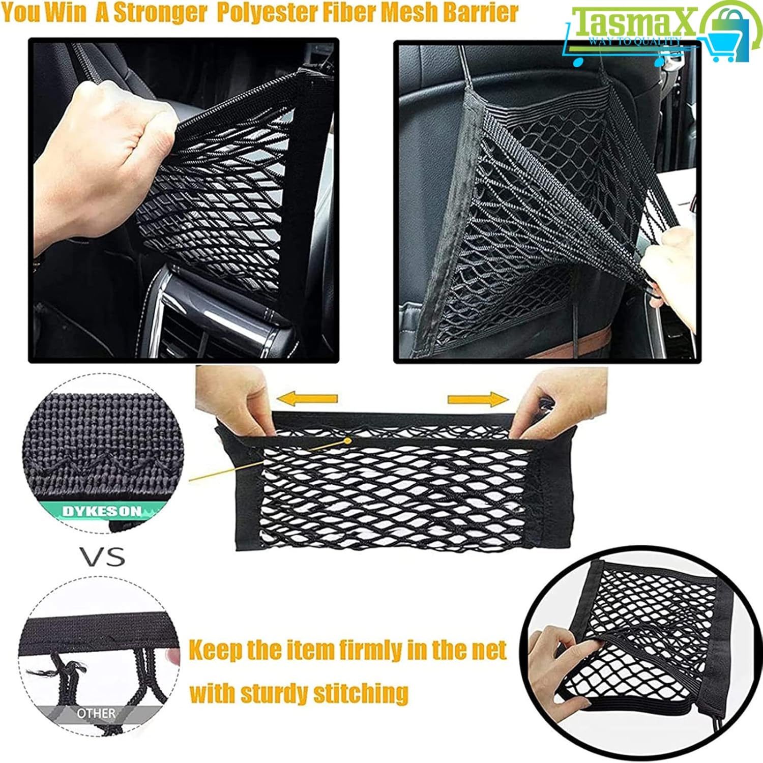 Pawzo Pet Car Safety Mesh Barrier – Prevents Pets from Jumping to Front Seat | Dog Car Divider & Storage Pocket - Image 4
