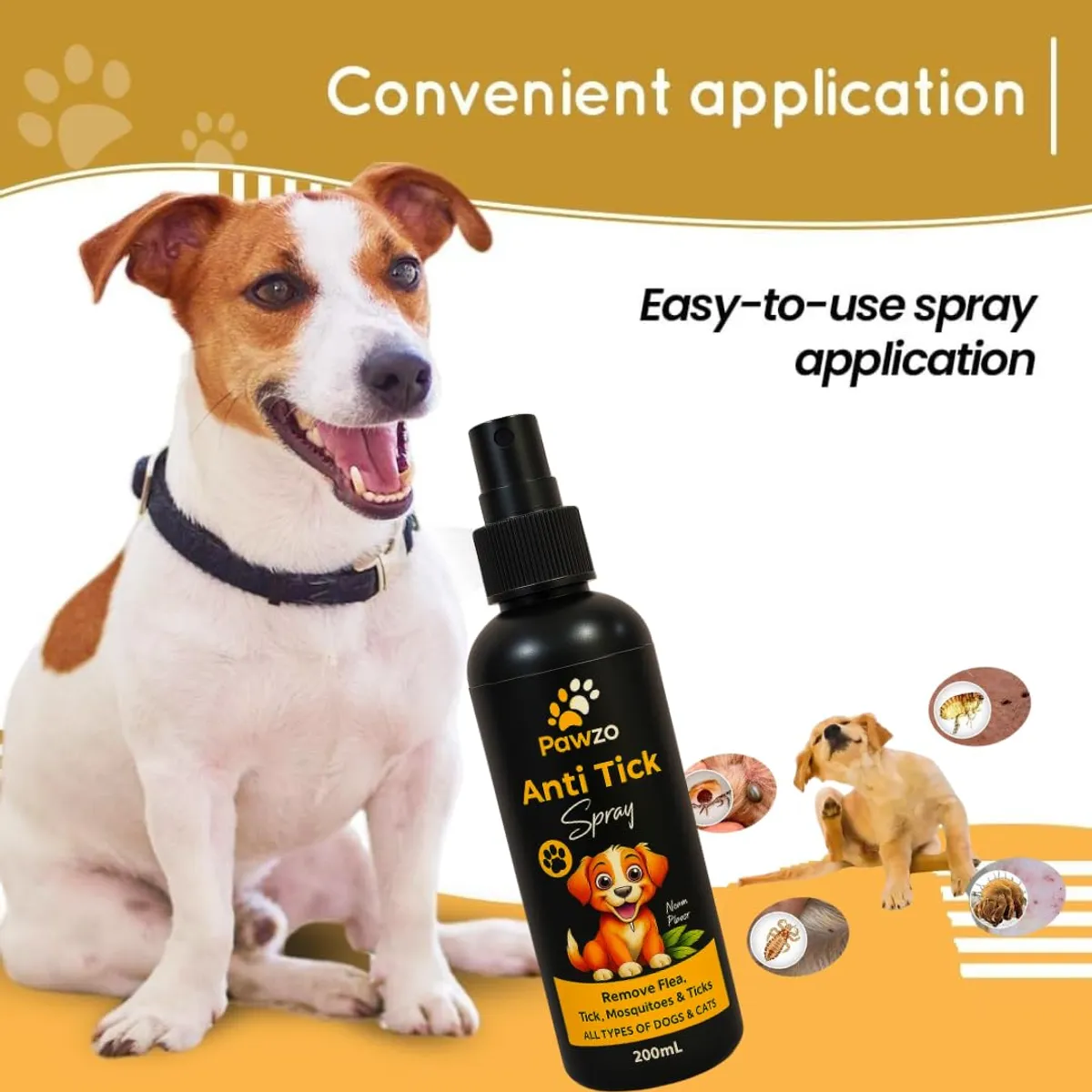 Pawzo Tick Protection Combo – Anti Tick Spray (200ml) + Grooming Steam Brush | Remove Ticks, Fleas & Dirt - Image 4
