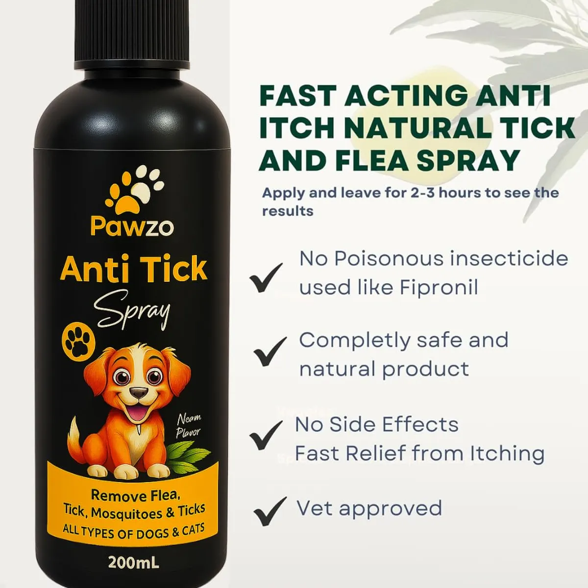Pawzo Tick Protection Combo – Anti Tick Spray (200ml) + Grooming Steam Brush | Remove Ticks, Fleas & Dirt - Image 3