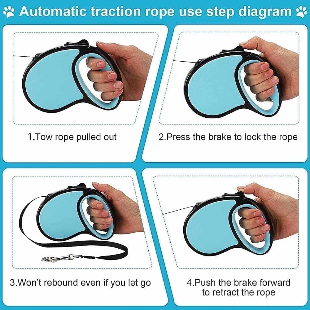 Pawzo Retractable Dog Leash with Brake & Lock System – Heavy-Duty, Tangle-Free Lead for Small & Medium Dogs, Soft Anti-Slip Handle (5 Meter Length, Multiple Colors) - Image 3