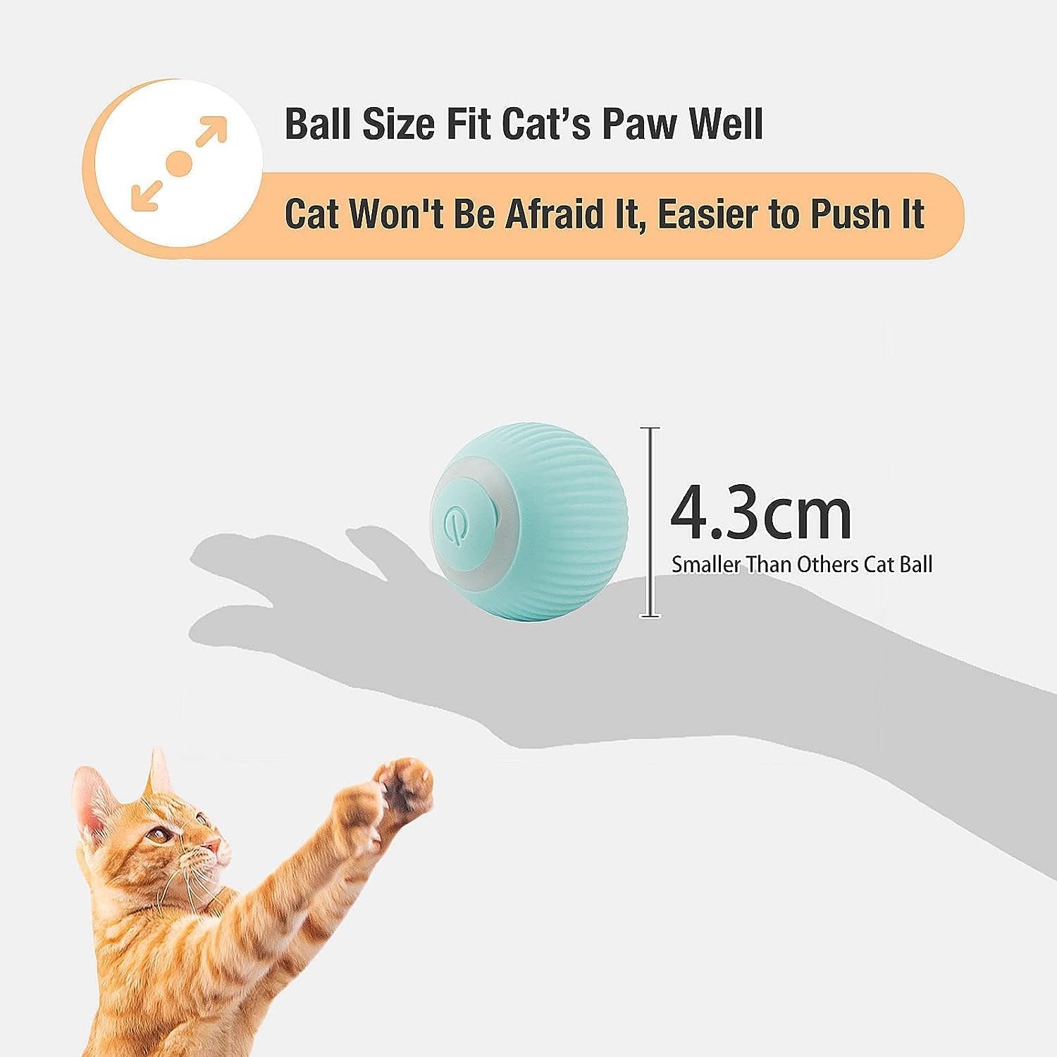 Pawzo Interactive Smart Cat Ball,Quiet Cat Toys for Indoor Cats Adult Automatic 360° Rotating Kitten Toys,Intelligent Automatic Mobile Ball USB Charging Pet Toy,Fun Gift for Kitten - Image 6